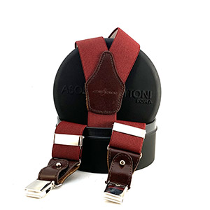 Bretella Elastic Nidino Bordeaux<br/>Leather Brown H 3.6 cm