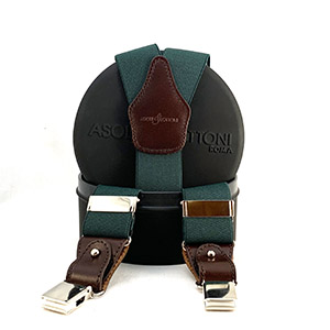 Bretelle Elastico Nidino Verde<br/>Pelle T.Moro H 3.6 cm