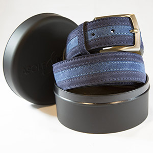 Cintura Nastro Scamosciato Blu e Jeans Vera Pelle